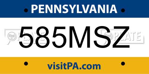 585MSZ Pennsylvania License Plate