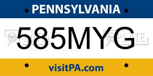 585MYG Pennsylvania License Plate