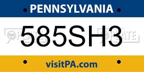 585SH3 Pennsylvania License Plate