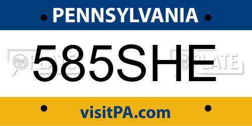 585SHE Pennsylvania License Plate
