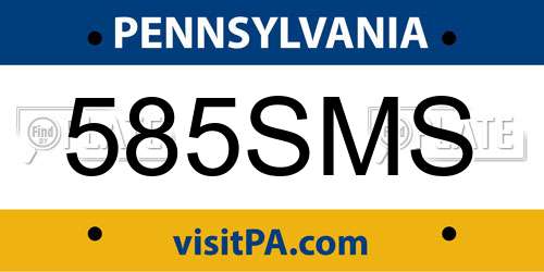 585SMS Pennsylvania License Plate