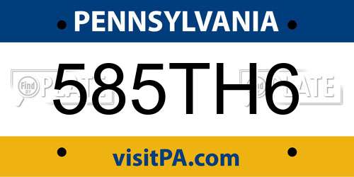 585TH6 Pennsylvania License Plate
