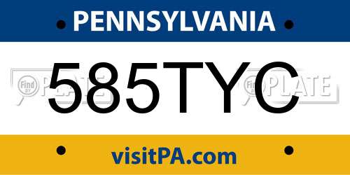 585TYC Pennsylvania License Plate