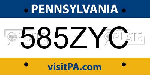 585ZYC Pennsylvania License Plate