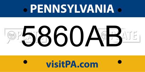 5860AB Pennsylvania License Plate