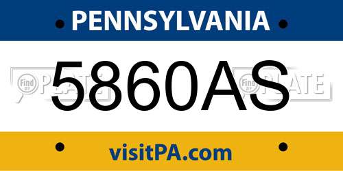 5860AS Pennsylvania License Plate