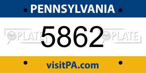 5862 Pennsylvania License Plate