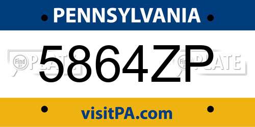 5864ZP Pennsylvania License Plate