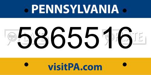 5865516 Pennsylvania License Plate