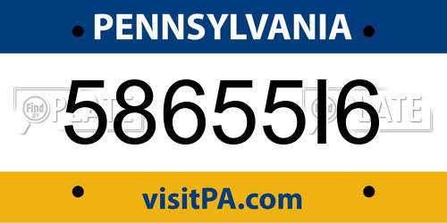 58655I6 Pennsylvania License Plate