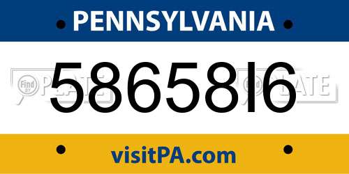 58658I6 Pennsylvania License Plate
