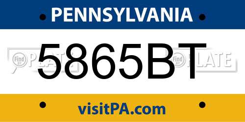 5865BT Pennsylvania License Plate