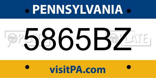 5865BZ Pennsylvania License Plate