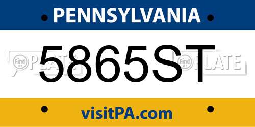 5865ST Pennsylvania License Plate