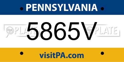 5865V Pennsylvania License Plate