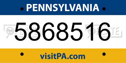 5868516 Pennsylvania License Plate