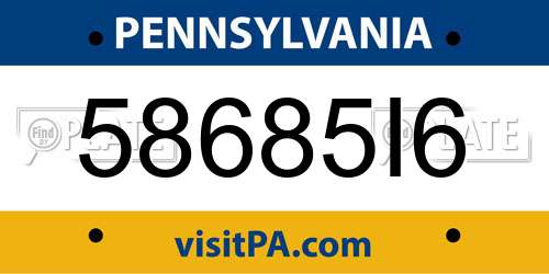 58685I6 Pennsylvania License Plate