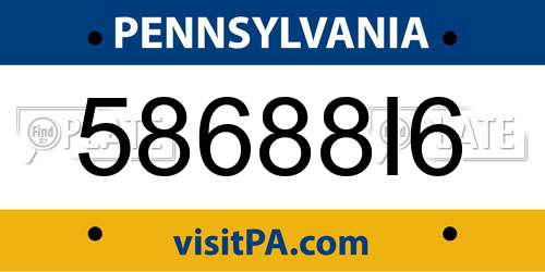58688I6 Pennsylvania License Plate