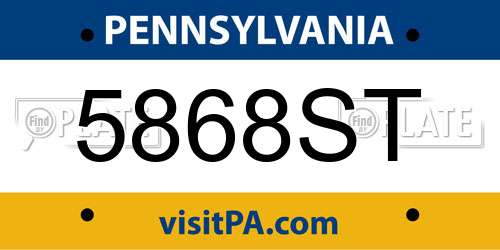 5868ST Pennsylvania License Plate