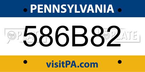 586B82 Pennsylvania License Plate