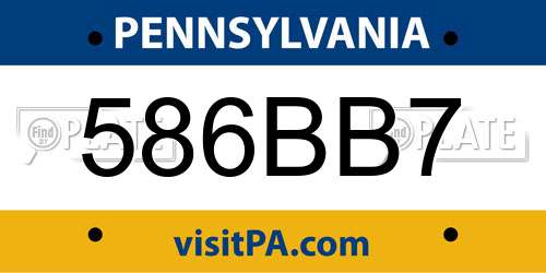 586BB7 Pennsylvania License Plate