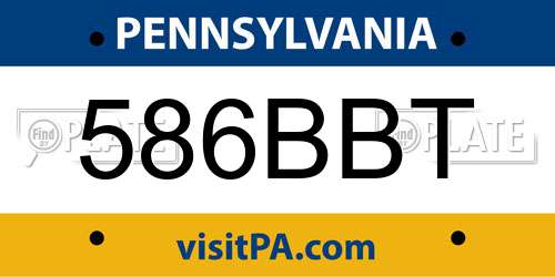 586BBT Pennsylvania License Plate