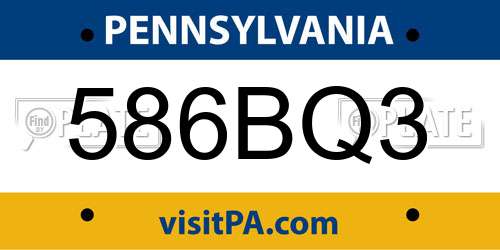 586BQ3 Pennsylvania License Plate