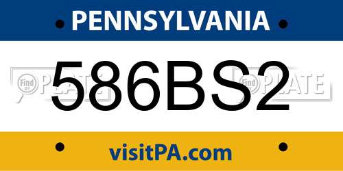 586BS2 Pennsylvania License Plate