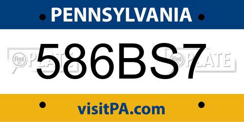 586BS7 Pennsylvania License Plate