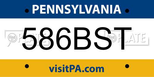 586BST Pennsylvania License Plate