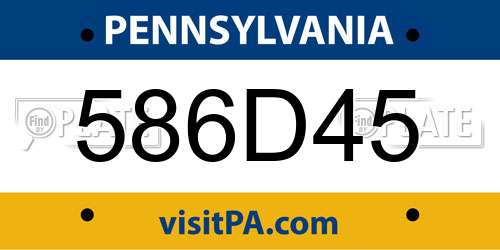 586D45 Pennsylvania License Plate