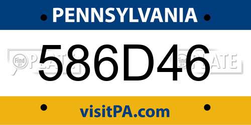 586D46 Pennsylvania License Plate