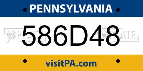 586D48 Pennsylvania License Plate