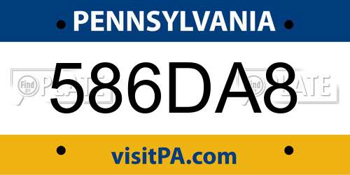 586DA8 Pennsylvania License Plate