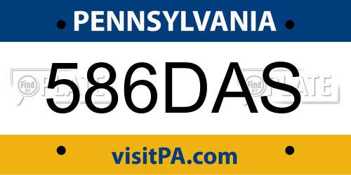 586DAS Pennsylvania License Plate