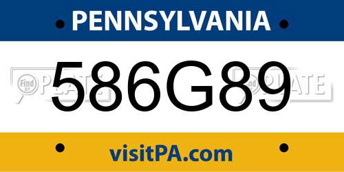 586G89 Pennsylvania License Plate