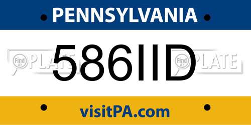 586IID Pennsylvania License Plate