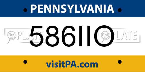 586IIO Pennsylvania License Plate