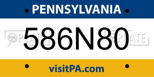586N80 Pennsylvania License Plate