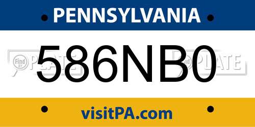 586NB0 Pennsylvania License Plate