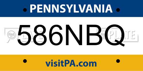 586NBQ Pennsylvania License Plate