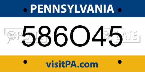 586O45 Pennsylvania License Plate