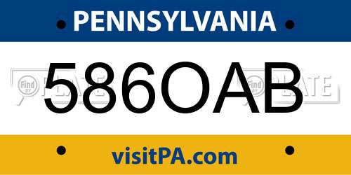 586OAB Pennsylvania License Plate