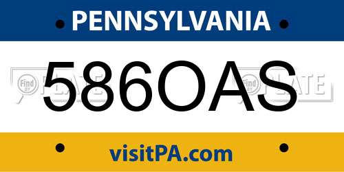 586OAS Pennsylvania License Plate