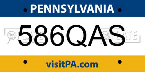 586QAS Pennsylvania License Plate