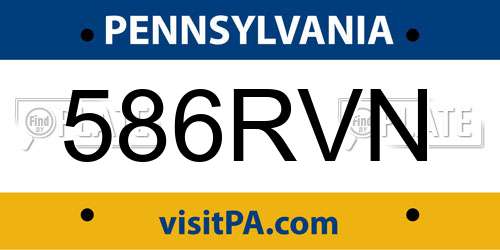 586RVN Pennsylvania License Plate