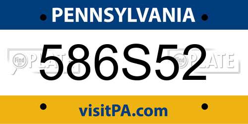 586S52 Pennsylvania License Plate