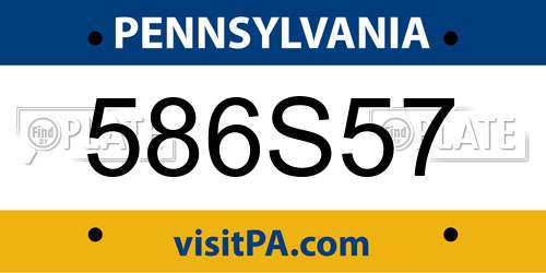 586S57 Pennsylvania License Plate