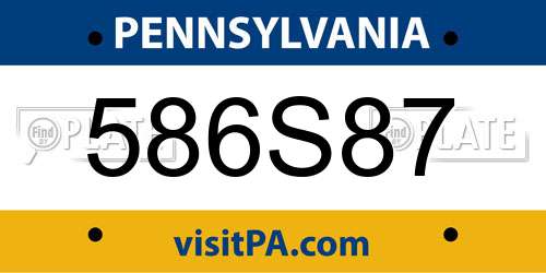 586S87 Pennsylvania License Plate