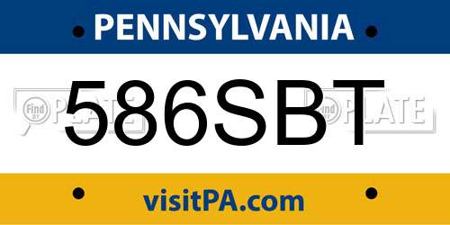 586SBT Pennsylvania License Plate